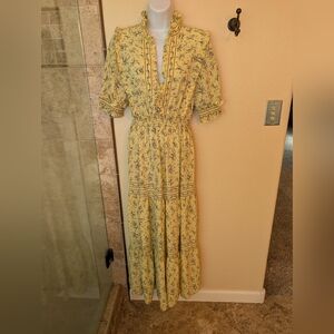 Max Studio Large Floral Yellow Maxi Dress